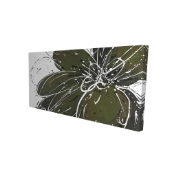 Canvas 24 x 48 - 3D - Green flower with splash outline