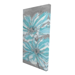 Canvas 24 x 48 - 3D - Two little abstract blue flowers