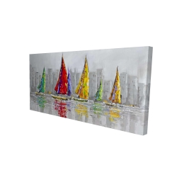 Canvas 24 x 48 - 3D - Sailboats in the wind