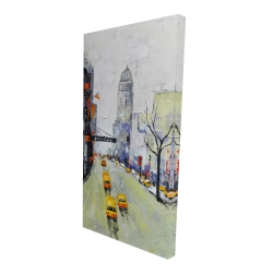 Gray street with yellow and red accents