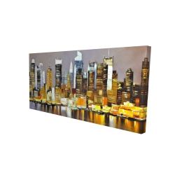 Canvas 24 x 48 - 3D - Texturized skyscrapers by night