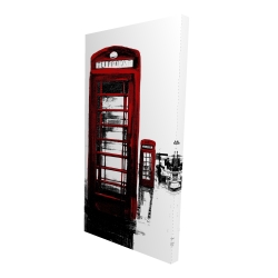 Canvas 24 x 48 - 3D - Telephone box and big ben of london