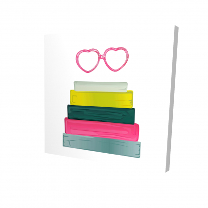 Lunettes en forme de cœur et livres