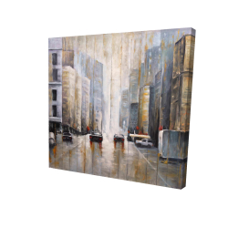 Canvas 36 x 36 - 3D - Cars in the morning rain