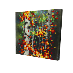 Canvas 48 x 48 - 3D - Colorful dotted leaves birches