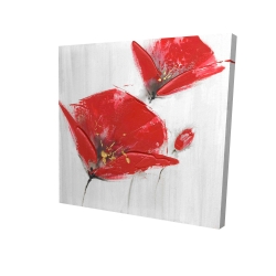 Canvas 48 x 48 - 3D - Three red flowers with golden center