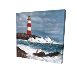 Canvas 48 x 48 - 3D - Lighthouse at the edge of the sea unleashed