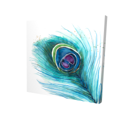Canvas 36 x 36 - 3D - Peacock feather closeup