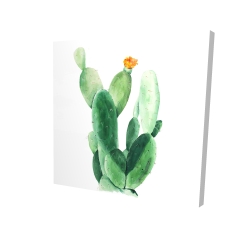 Watercolor paddle cactus with flower
