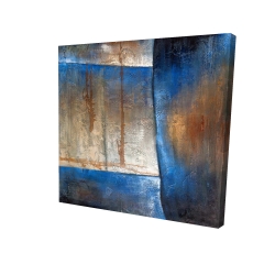 Canvas 36 x 36 - 3D - Luminous blue and bronze shape