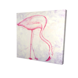 Canvas 24 x 24 - 3D - Pink flamingo sketch