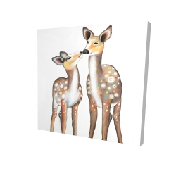 Canvas 24 x 24 - 3D - Deer with its fawn