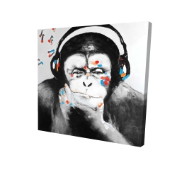 Canvas 36 x 36 - 3D - Monkey with headphones