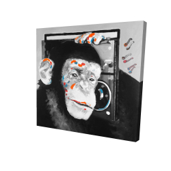 Canvas 48 x 48 - 3D - Monkey listening to radio