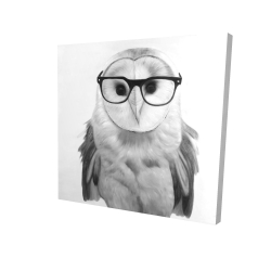Canvas 36 x 36 - 3D - Realistic barn owl with glasses