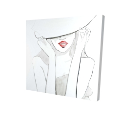Canvas 24 x 24 - 3D - Woman with big hat