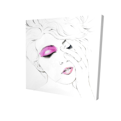 Portrait de femme avec maquillage rose