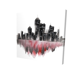 Canvas 48 x 48 - 3D - Red watercolor cityscape