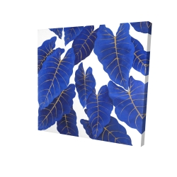 Canvas 24 x 24 - 3D - Tropical abstract blue leaves