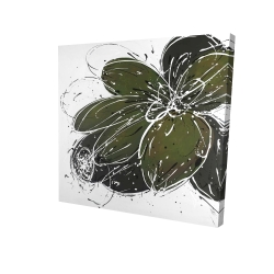 Canvas 48 x 48 - 3D - Green flower with splash outline