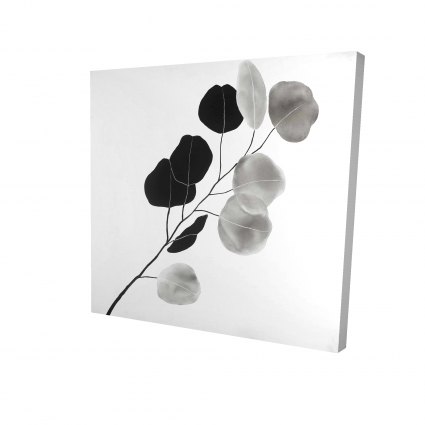 Branche en tons de gris et feuilles rondes