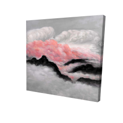 Toile 36 x 36 - 3D - Nuages gris et roses
