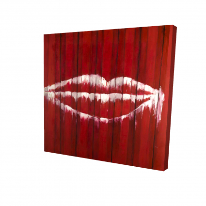 Graffiti of a mouth on container