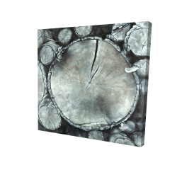 Toile 24 x 24 - 3D - Bûches de bois empilées