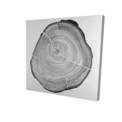 Canvas 36 x 36 - 3D - Grayscale wood log