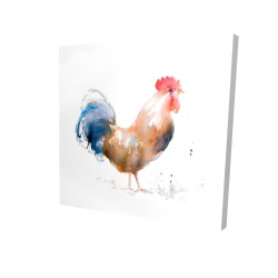 Canvas 24 x 24 - 3D - Rooster watercolor style