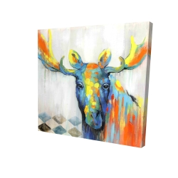 Canvas 24 x 24 - 3D - Colorful abstract moose