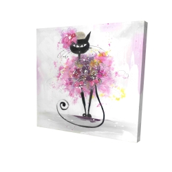 Cartoon cat with pink flowers