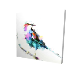 Canvas 48 x 48 - 3D - Colorful abstract bird on a branch