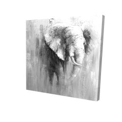 Canvas 24 x 24 - 3D - Abstract grayscale elephant