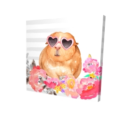 Canvas 24 x 24 - 3D - Guinea pig with glasses