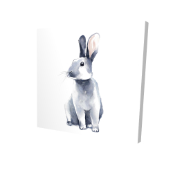 Canvas 36 x 36 - 3D - Gray curious rabbit