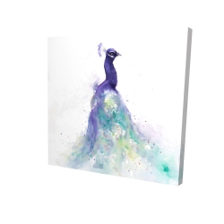 Canvas 24 x 24 - 3D - Abstract peacock in watercolor