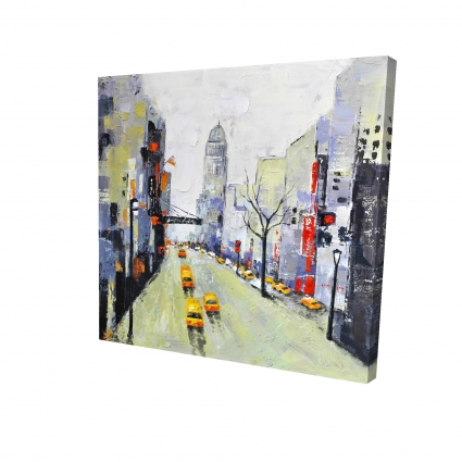 Gray street with yellow and red accents