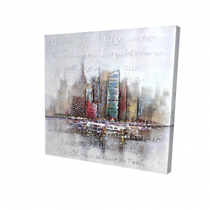 Cityscape with typography in relief