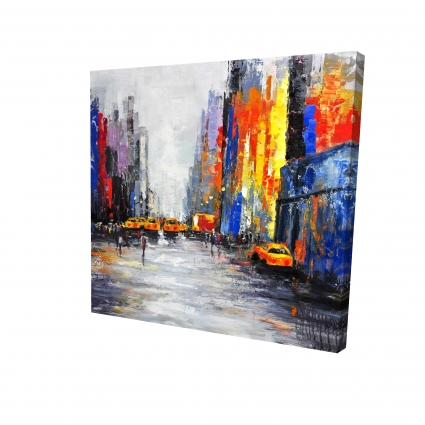 Color spotted street with taxis