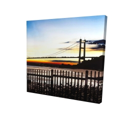 Toile 24 x 24 - 3D - Pont au couché du soleil