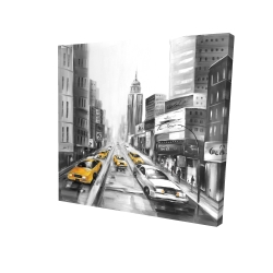Canvas 36 x 36 - 3D - Yellow taxis in new york