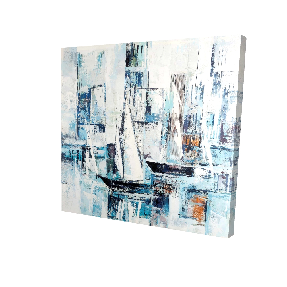 Canvas 24 x 24 - 3D - Abstract shapes and boats