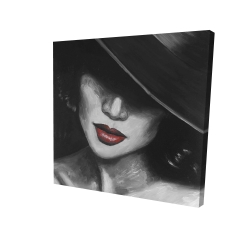 Canvas 36 x 36 - 3D - Mysterious red lips lady