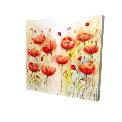 Canvas 24 x 24 - 3D - Red flowers garden