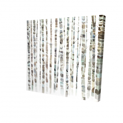 Watercolor birch tree forest