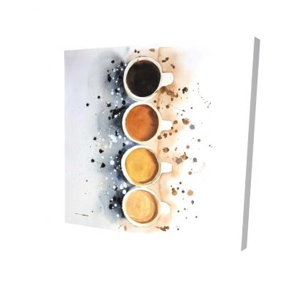 Four cups of coffee with paint splash
