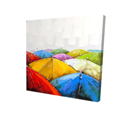 Colorful umbrellas under the rain