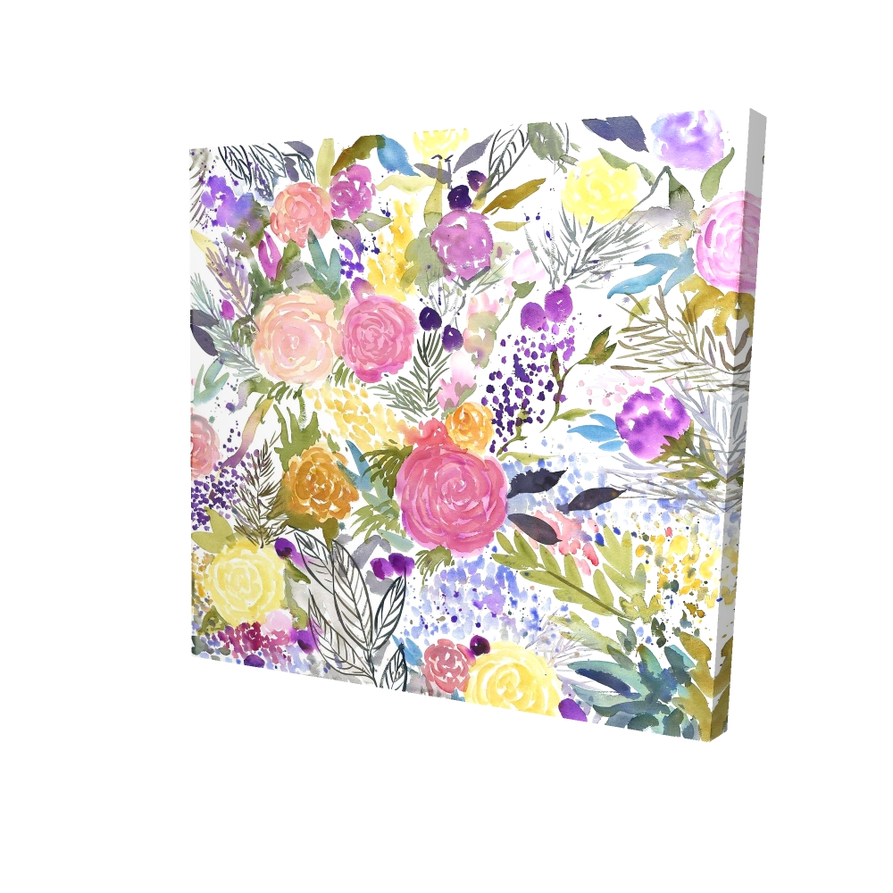 Toile 24 x 24 - 3D - Ensemble de fleurs