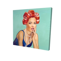 Canvas 24 x 24 - 3D - Pin up girl with curlers